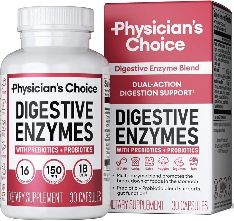Digestive Enzymes with Prebiotics Probiotics Bromelain Gut Health Bloating Relie