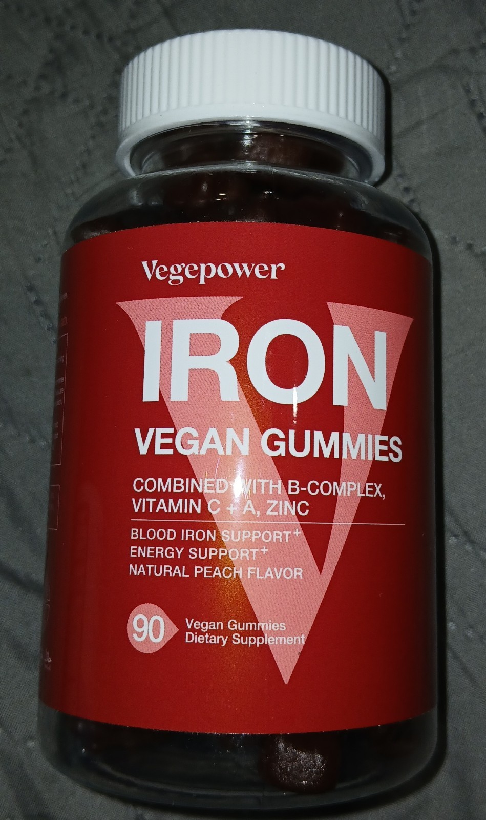 Vegan Iron Gummies Supplement – with Vitamin C, A, B-Complex, Folate, Zinc fo…
