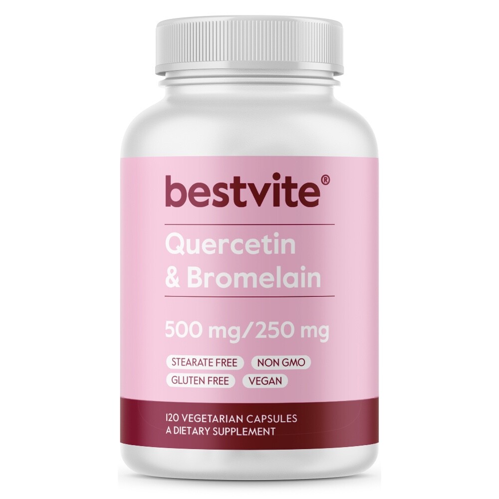 Quercetin with Bromelain 500mg/250mg (120 Vegetarian Capsules)-Vegan-Non GMO