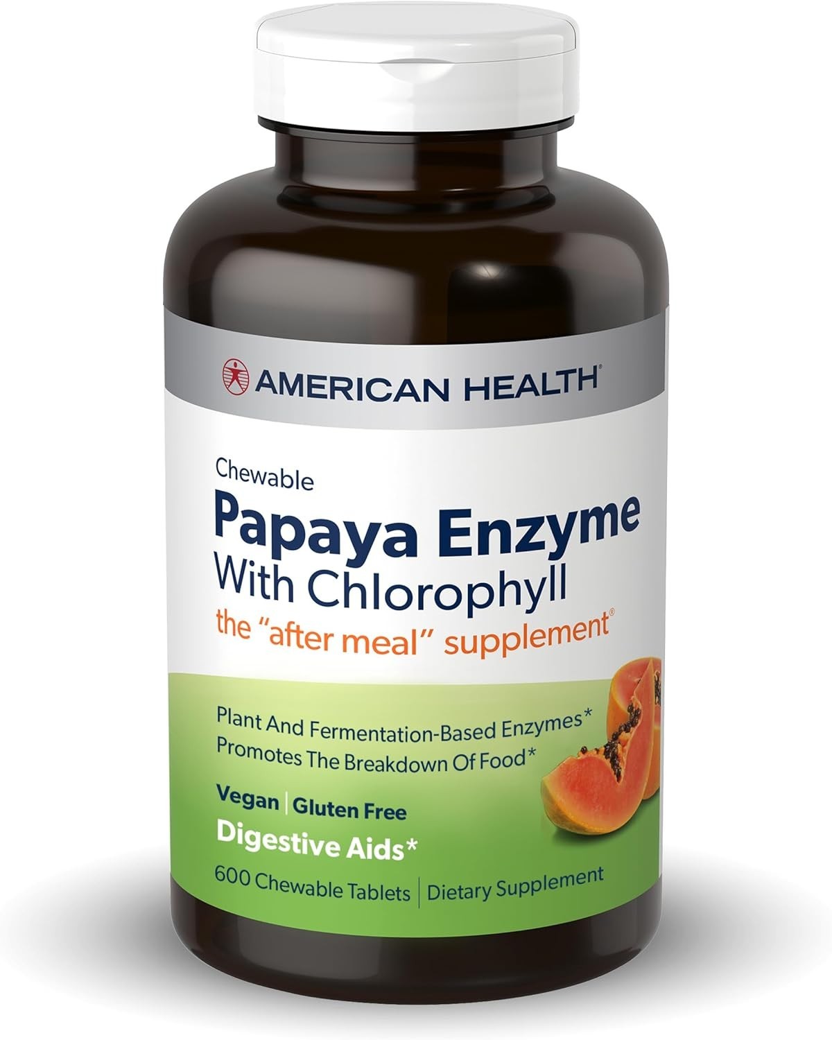 American Health Chewable Papaya Enzyme with Chlorophyll 600 Tabs Each (Pack of 4