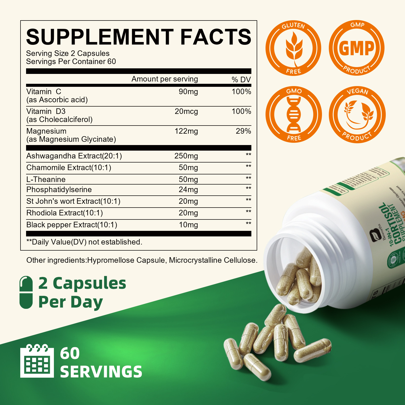 Super Cortisol Support | Stress Relief & Cortisol Manager 120 Pills