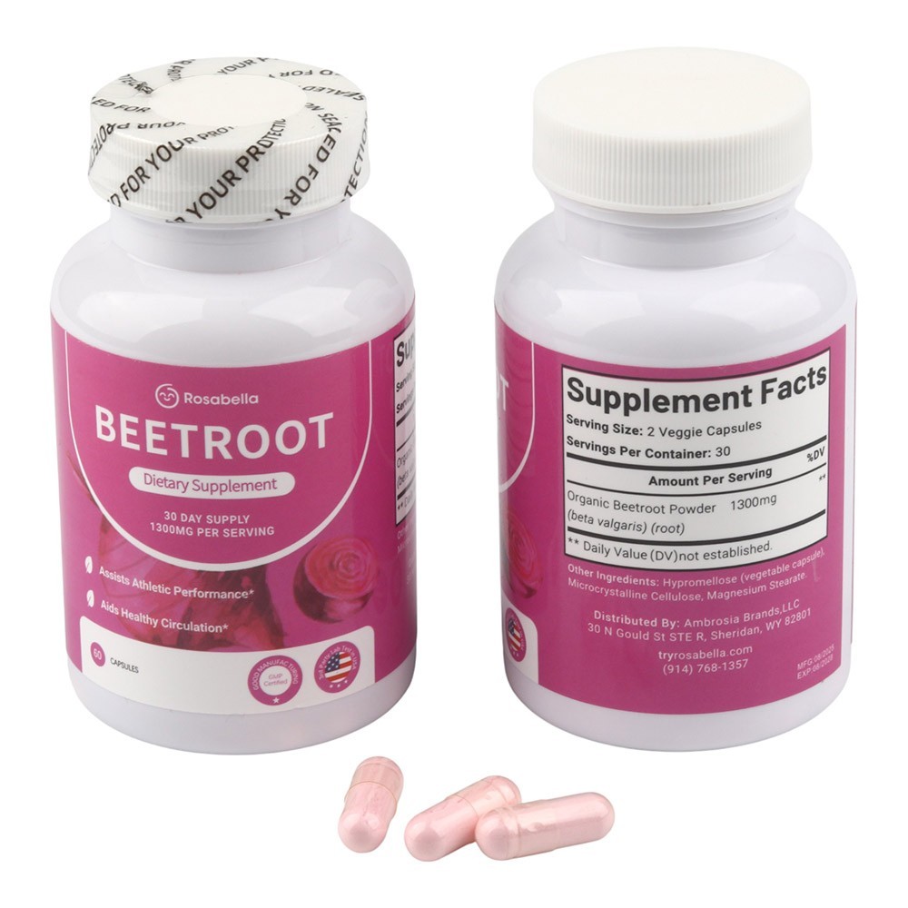 2BOTTLES-Capsules Rosabella Supports Blood Pressure 60Ct Organic BeetRoot Powder