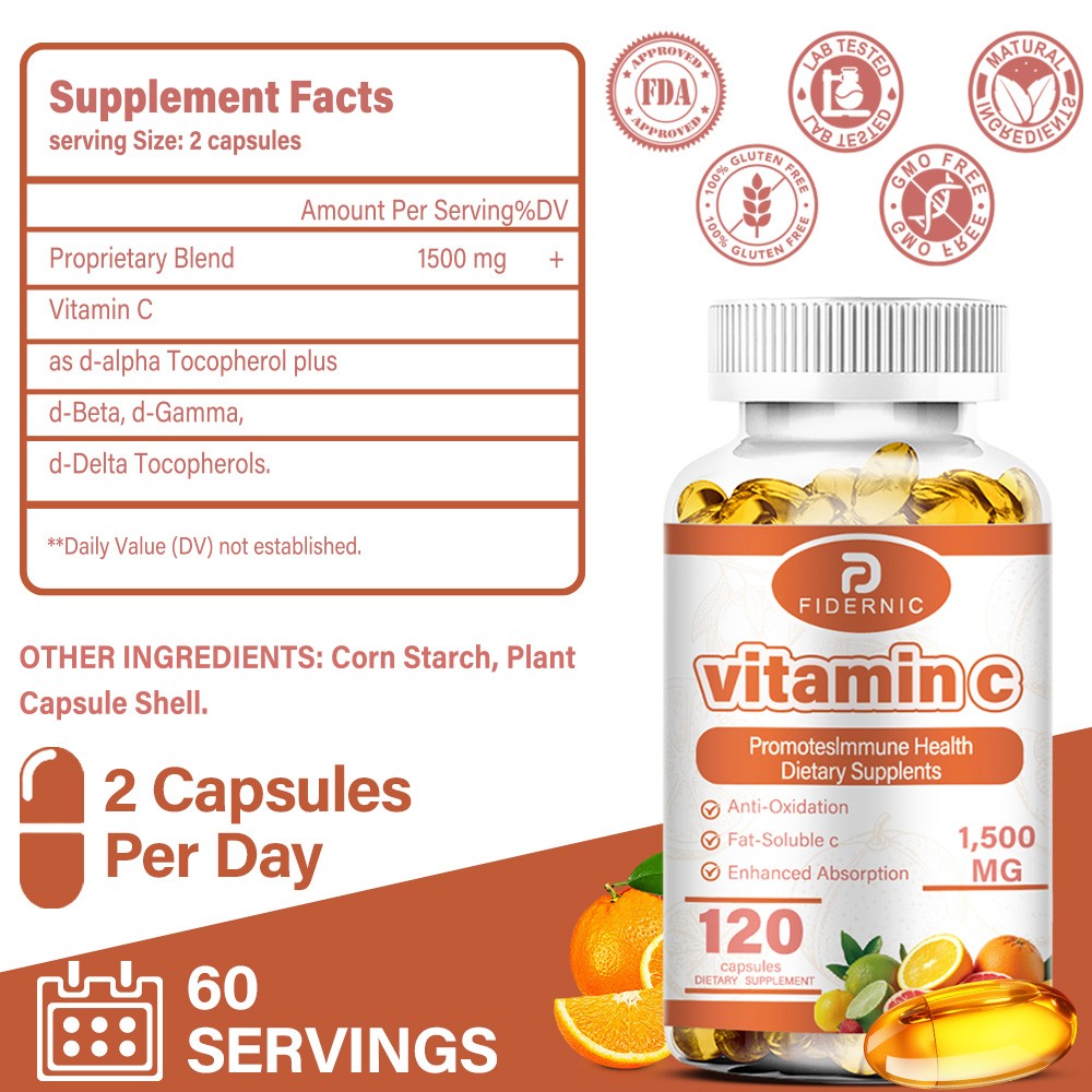 Vitamin C 1500mg 120ct – Immune System Dietary Supplement Antioxidant