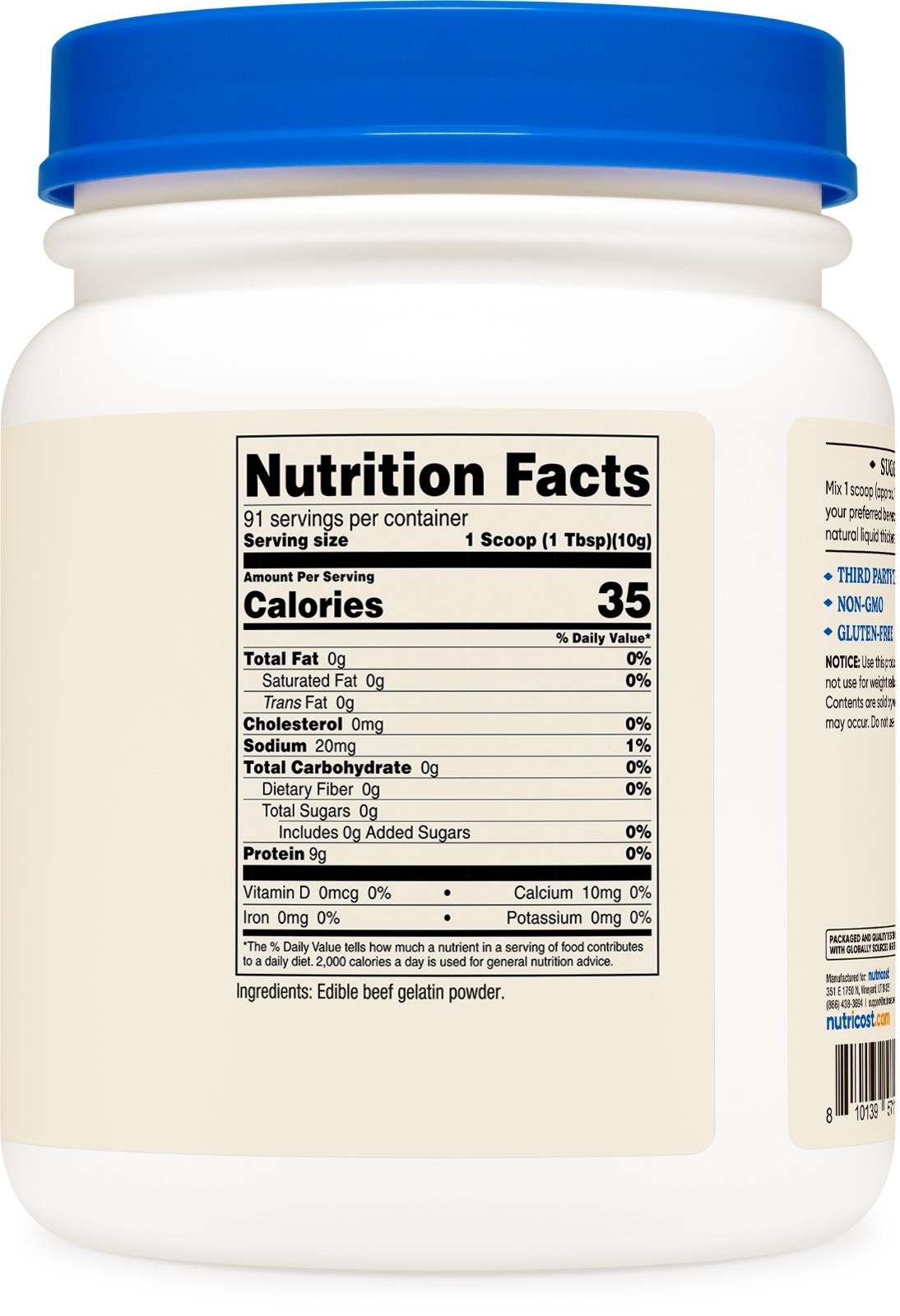 Nutricost Beef Gelatin Powder (2 LB) (Unflavored)(90 Servings) – Non-GMO