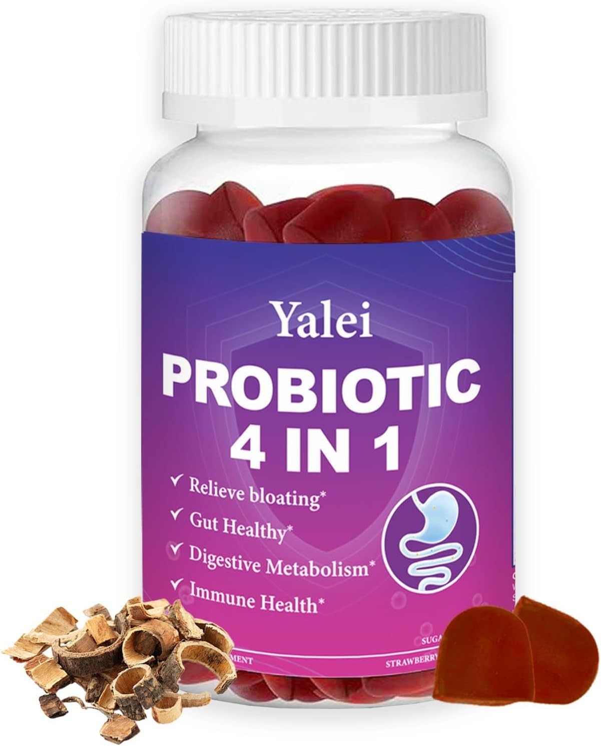 Probiotic Kombucha Gummies | Sugar Free | Probiotics Fiber Supplement for Unisex