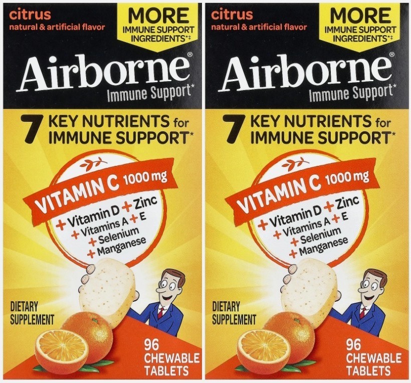 Airborne Immune Support Supplement Citrus, 192 Chewable Tablets 🎈06/2027🎈