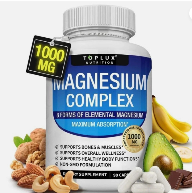 Toplux Magnesium Complex,8 Essential Forms,1000mg High Potency for Muscle&Sleep