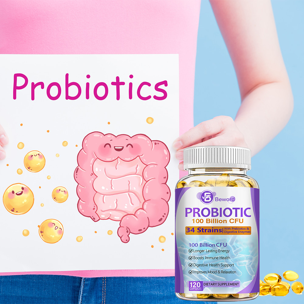 Probiotics Digestive Enzymes 100 Billion CFU Potency Immune Health 120 Capsules