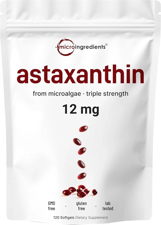 PACK 1-3 Astaxanthin 120 Softgels 12mg – Helps Eye Health and Joint Health