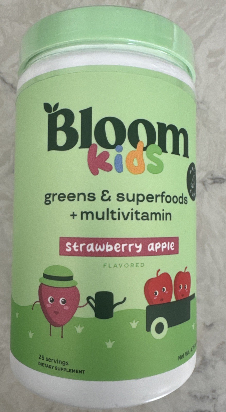 Bloom Kids~Greens & Superfoods +Multivitamin Powder•Strawberry Apple Exp 06/2026