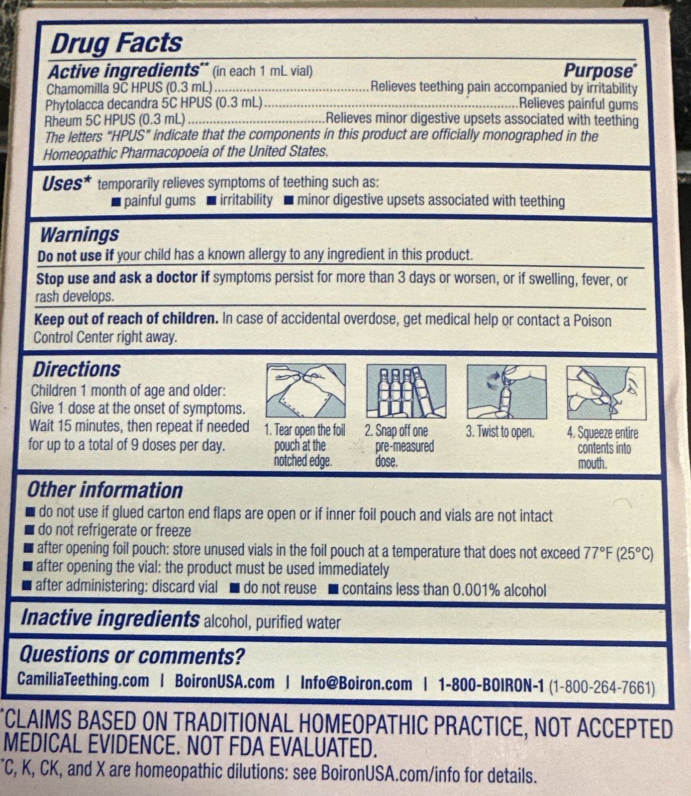 Boiron – Tethng Rlf Camlia 30 Liquid Doses – 1 Each – 30 DOSE Exp. 01/2025