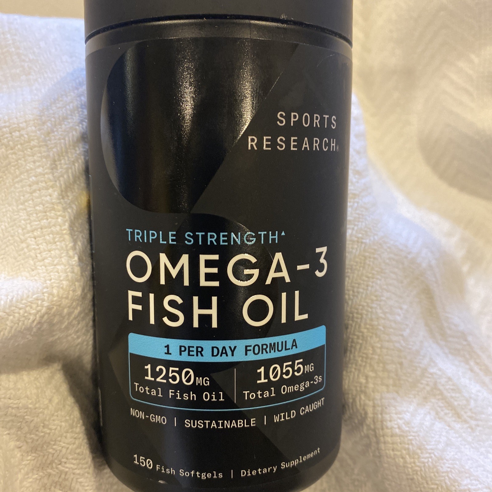 Sports Research Omega-3 Fish Oil Triple Strength 150 Softgels 1250mg Exp 08/2028