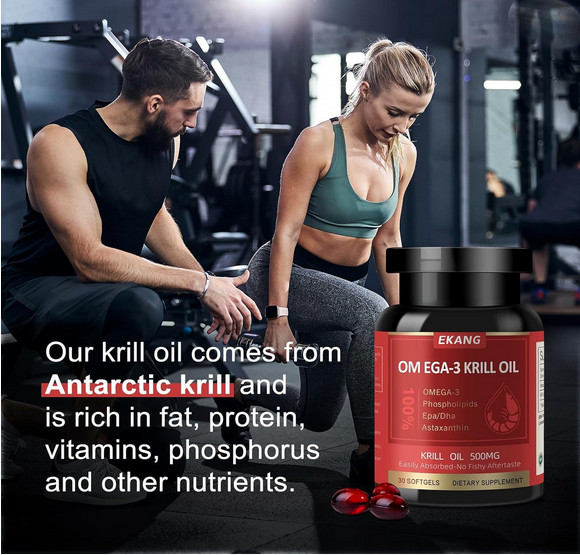 EKANG Krill Oil 500mg Omega 3 EPA DHA Astaxanthin 30/60/120Softgels
