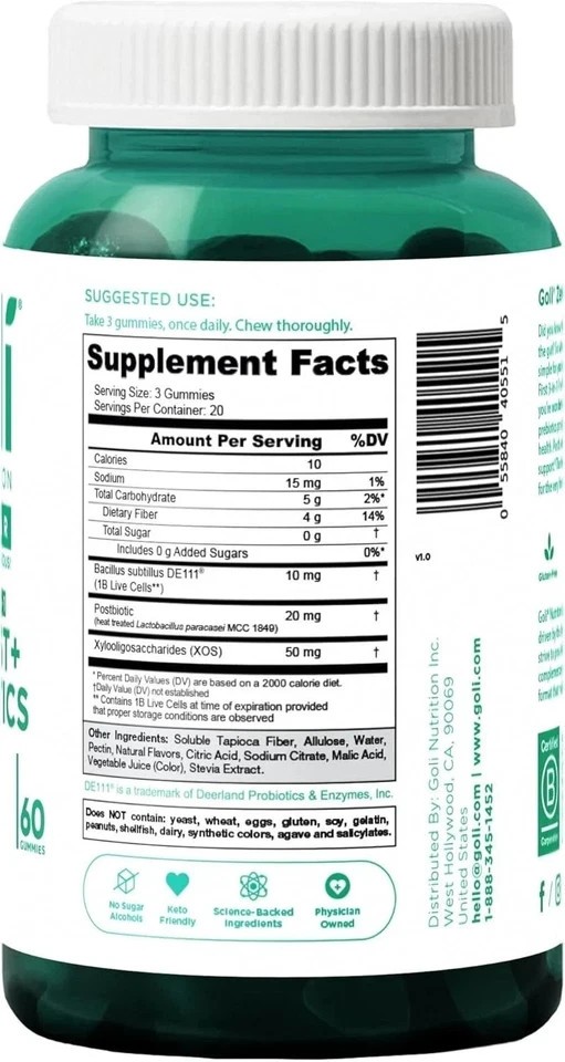2 SETS- 3 Bottles Goli Zero Sugar Best Seller Trio Set Gummies 60Caps Per Bottle