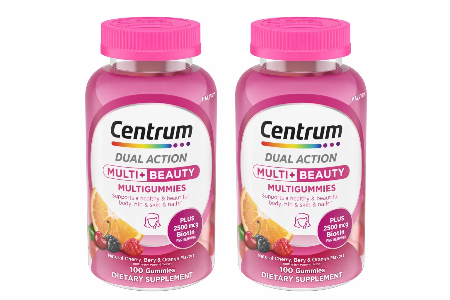 Centrum MULTI+BEAUTY Multi Gummies,Natural Cherry, Berry & Orange,100Ct PK OF 2