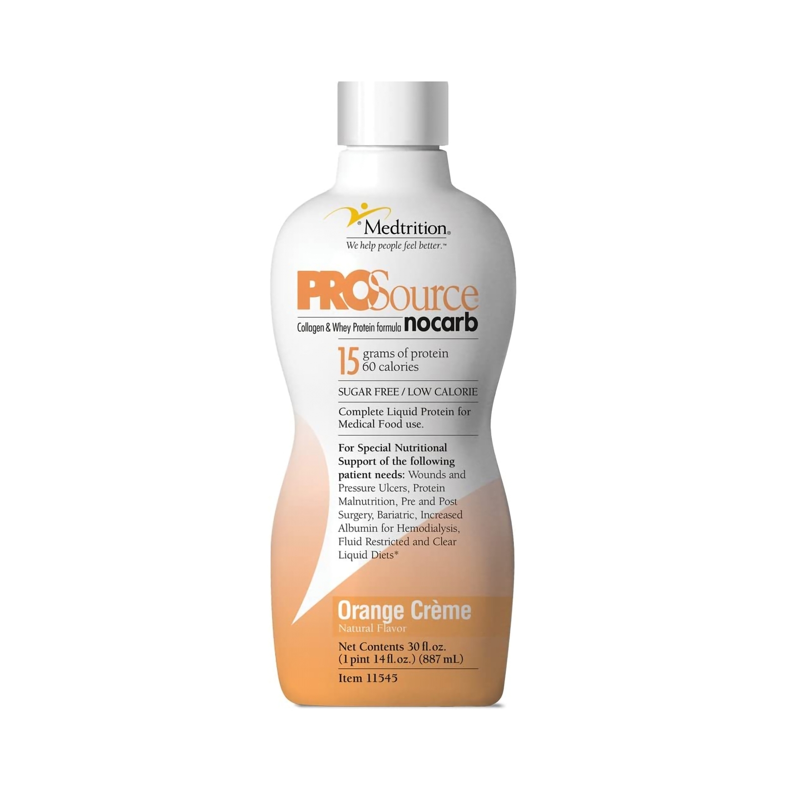 ProSource NoCarb Oral Supplement Orange Creme 32 oz Bottle 4 Ct
