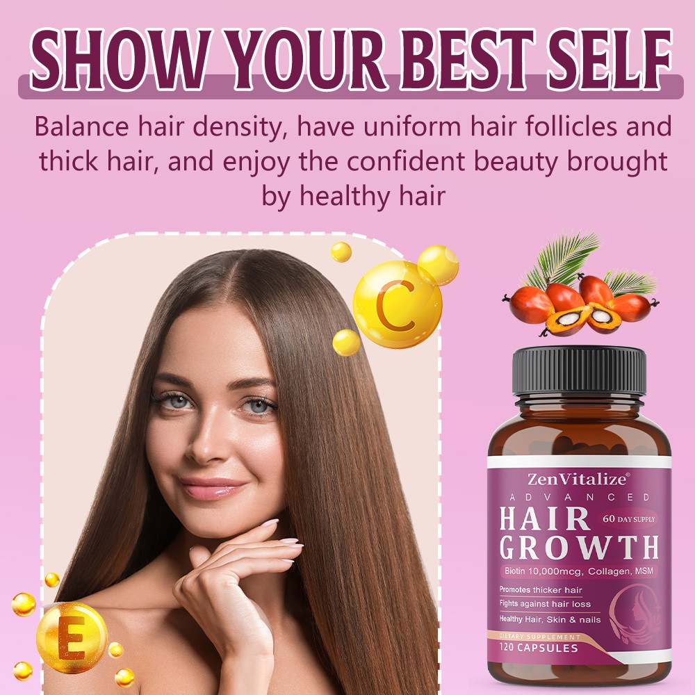 Advanced Hair Growth Supplement for Stronger Hair, Skin & Nails 30/60/120 Caps