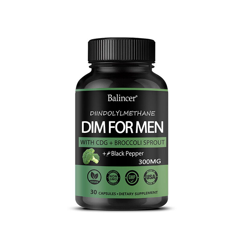 DIM (Diindolylmethane) for Men 300mg, 30/60/120 Capsules with BioPerine