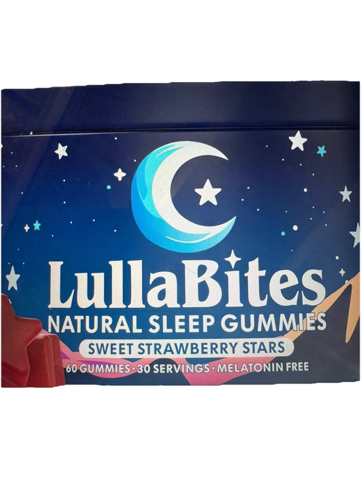 LullaBites Natural Sleep Gummies – Strawberry Stars – 60 Gummies – Sleep Support
