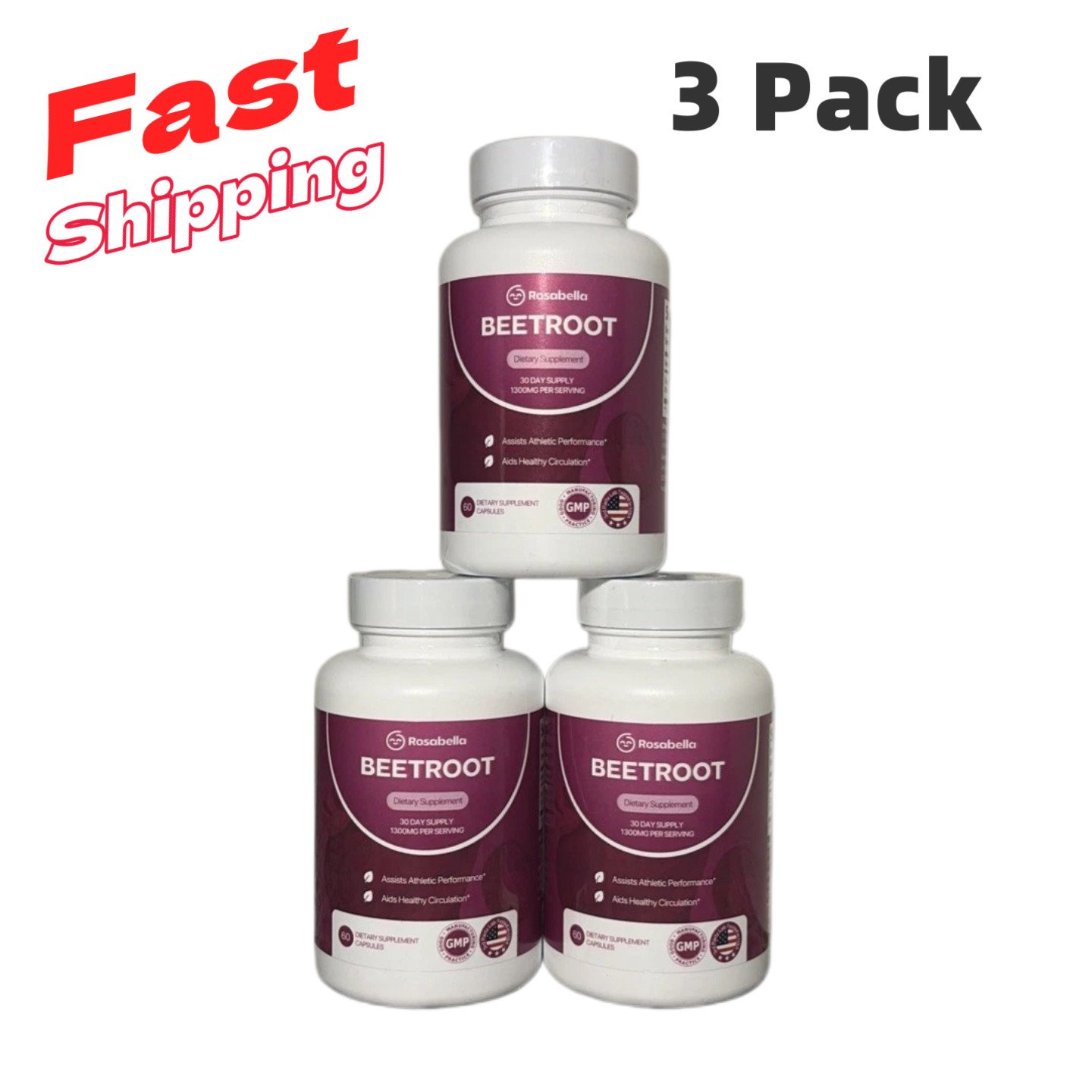 3X Rosabella Organic Beet Root Capsules 1300mg – Circulation & Vitality Support