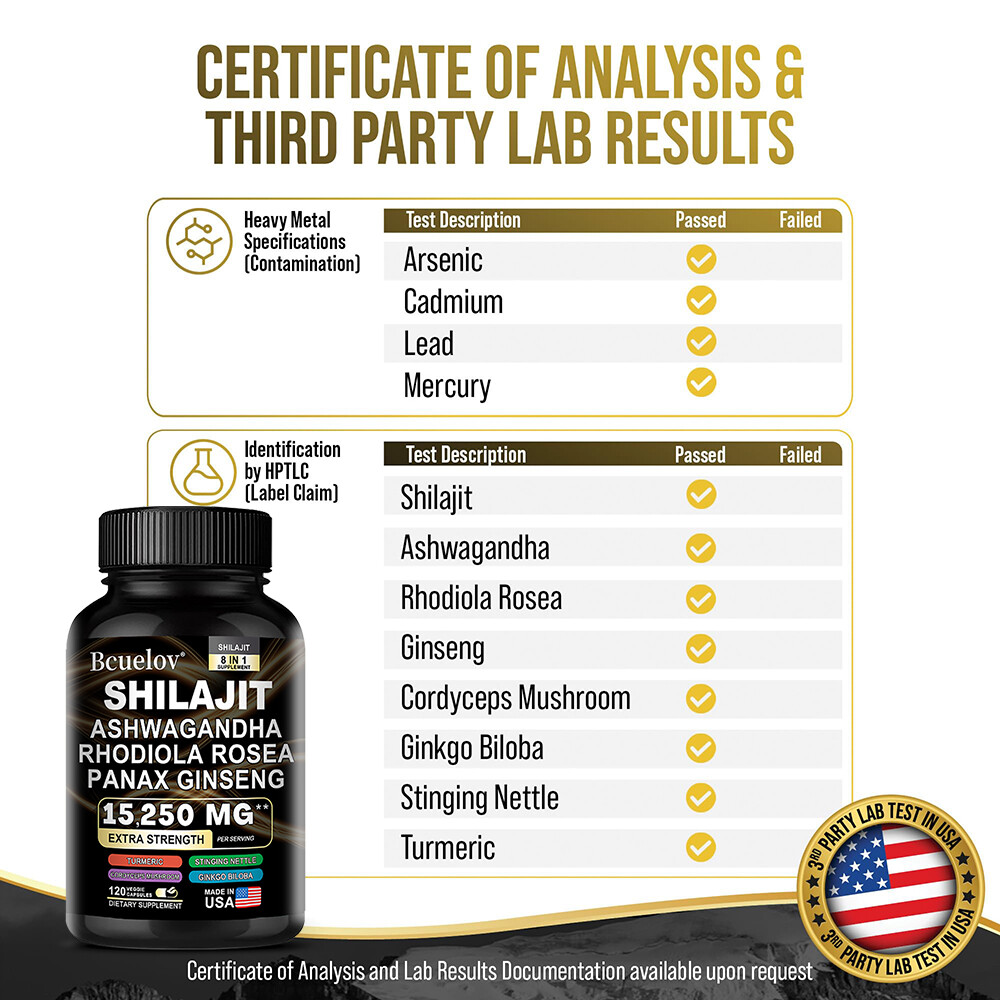 Shilajit Pure Himalaya 9000mg Energy Booster Ashwagandha 2000mg 30/60/120 Caps