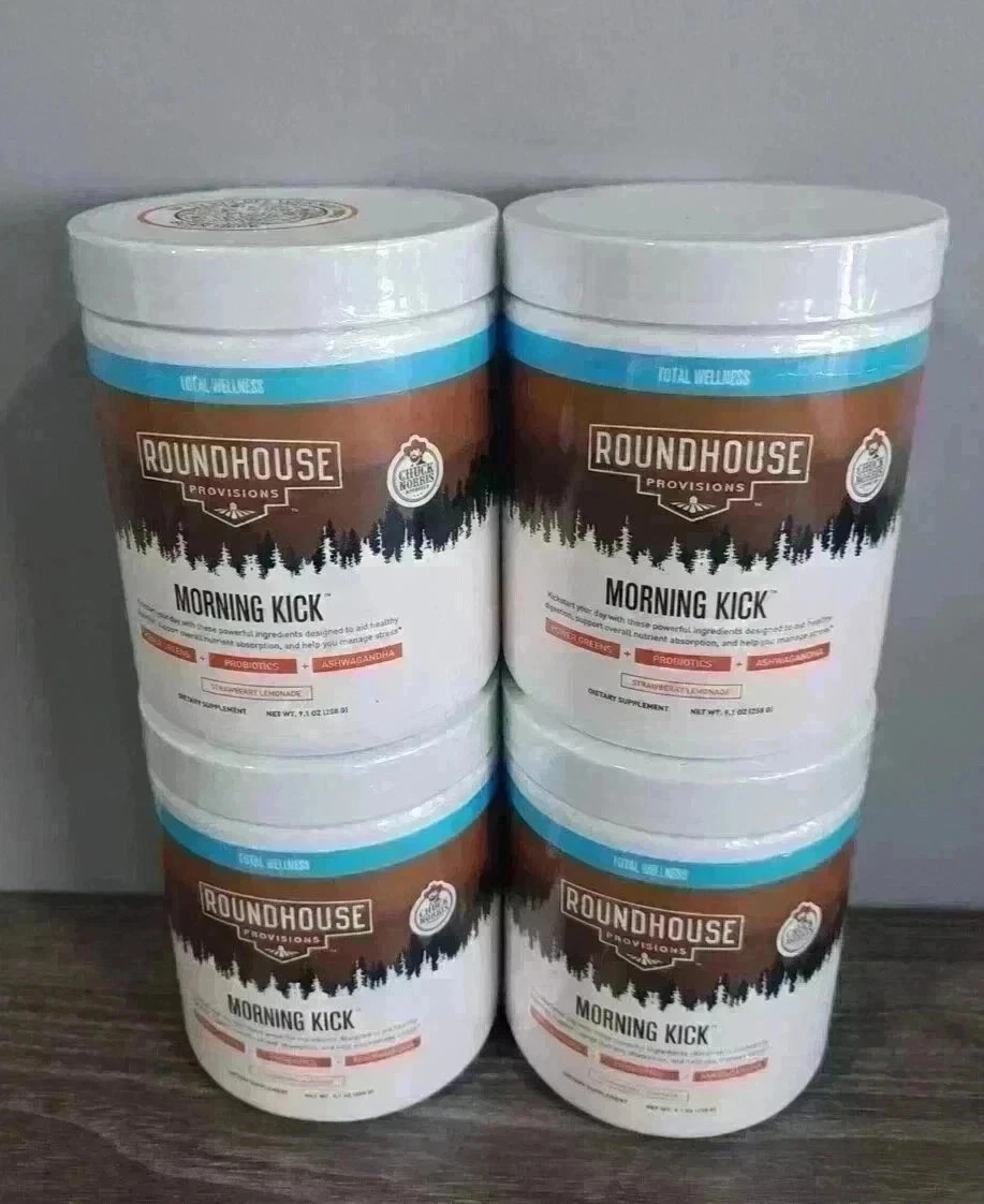 4 Pack Roundhouse Morning Kick Digestive Supplement Strawberry Lemon FREE SHIP