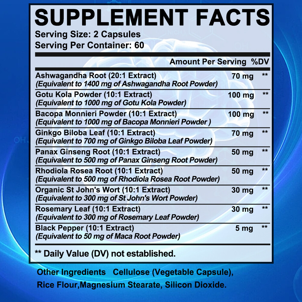 Brain Health Supplement Support – lmprove Memory,Focus,Alertness,Learnin&Mood