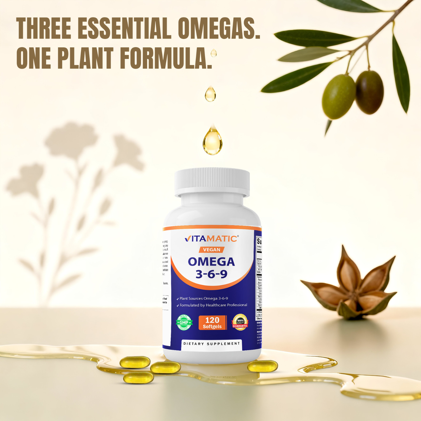 Vitamatic Vegan Omega 3-6-9 Complex 1250mg – 120 Softgels