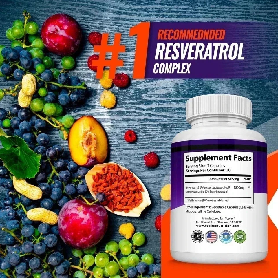 Resveratrol Supplement 1800 mg Antioxidant Complex – Highly Potent Natural Pills