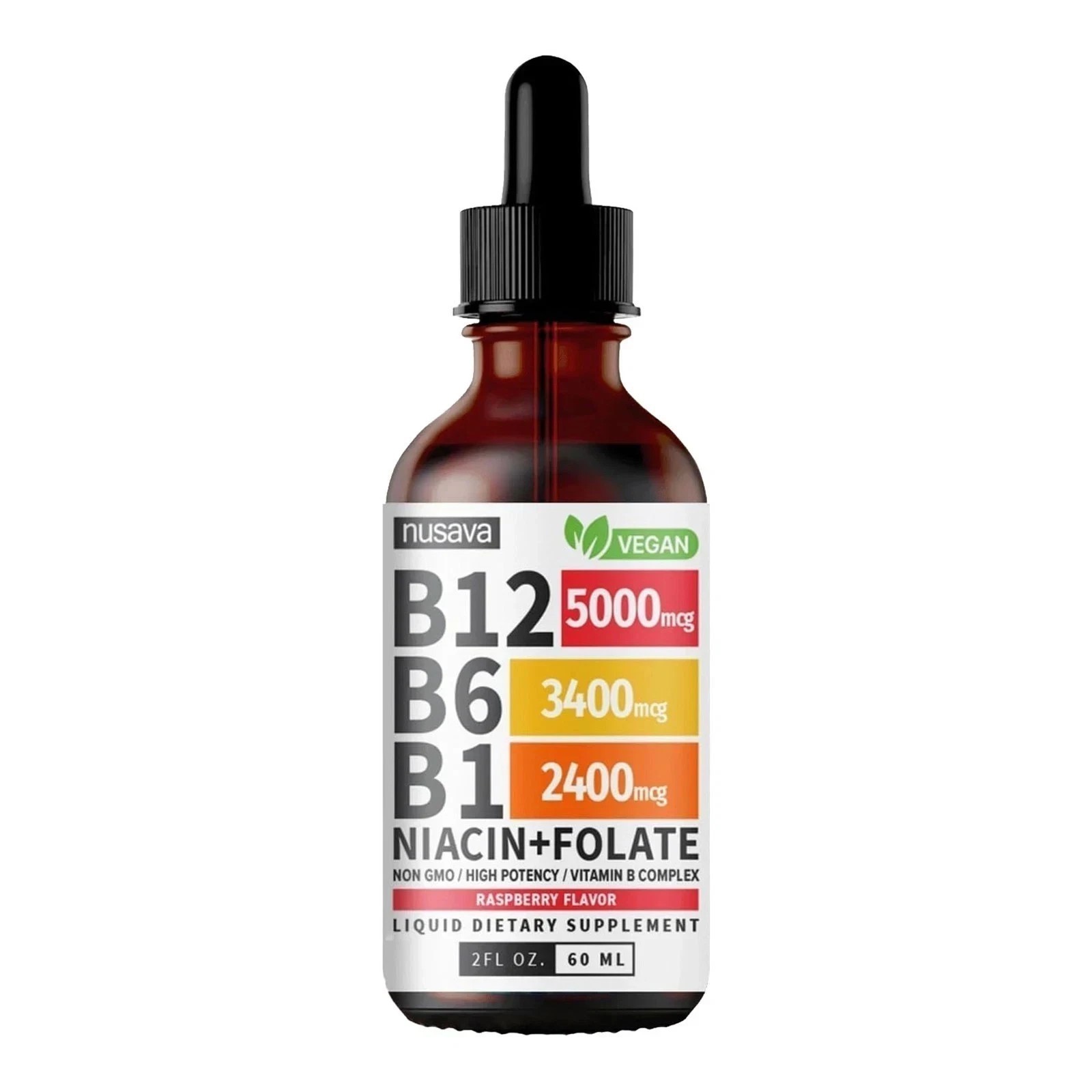 Vitamin Nusava B complex – B 12, B 6 & B 1 + Niacin & Folate – Double pack NEW