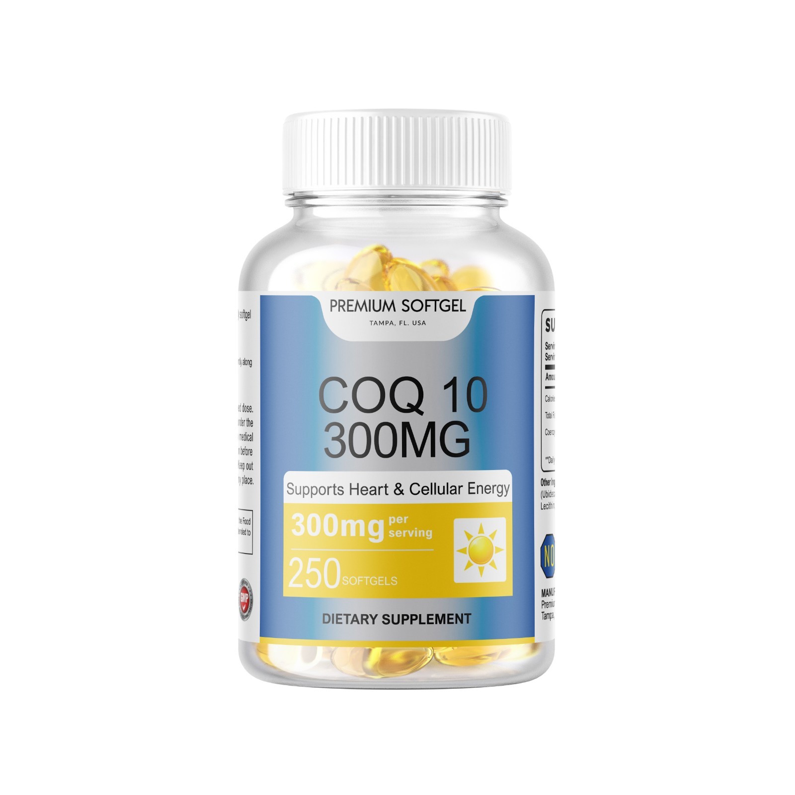 250 Softgel CoQ-10 Ubiquinol 300mg Active CoQ10 Cardiovascular Health