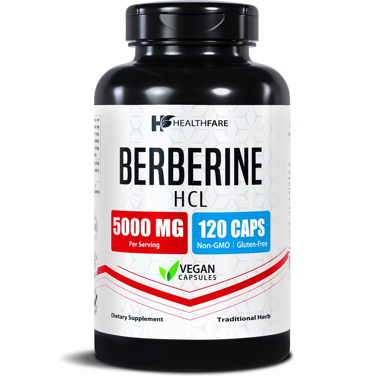 HealthFare Berberine HCl 5000mg | 120 Capsules | Vegan, Gluten-Free, GMO-Free