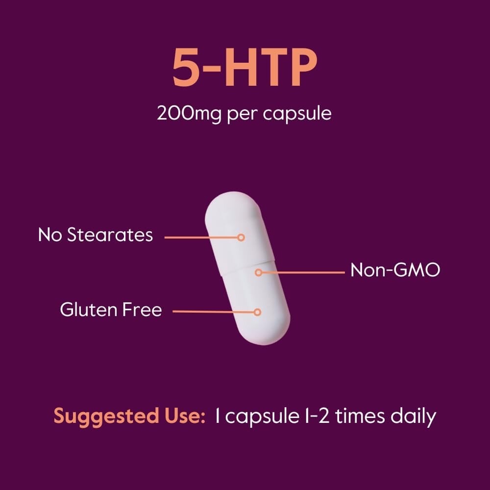 Bestvite 5-HTP 200mg (120 Capsules) – No Stearates- Gluten Free – Non GMO