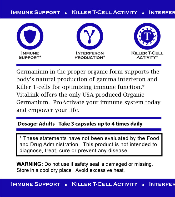 VitaLink Organic Germanium 100 mg X 75 capsules – Potent Immune Support
