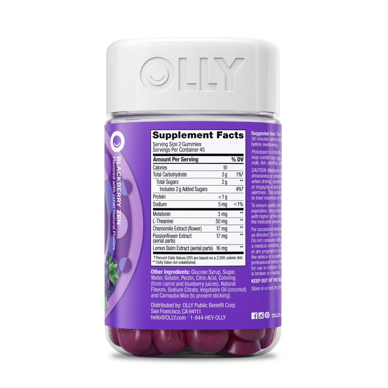 OLLY Sleep Gummies for Adults, 3 mg Melatonin, Restful Sleep Support, 90 Count