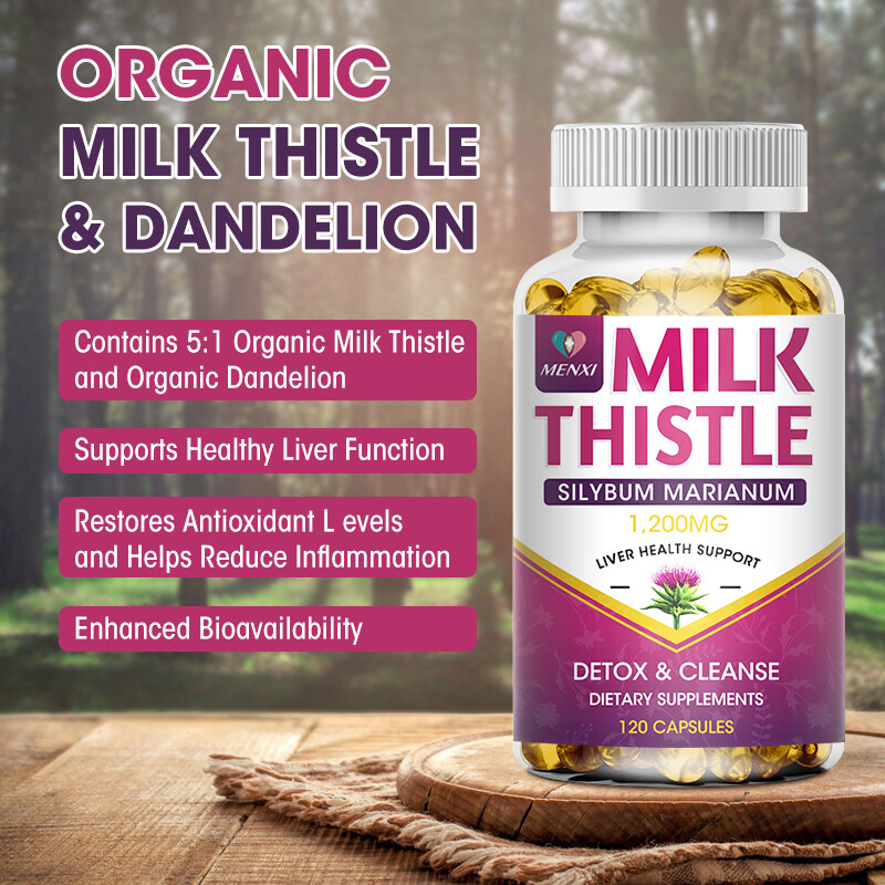 120pcs Milk Thistle (Silymarin) Dandelion Root Capsules Liver Health 1200MG