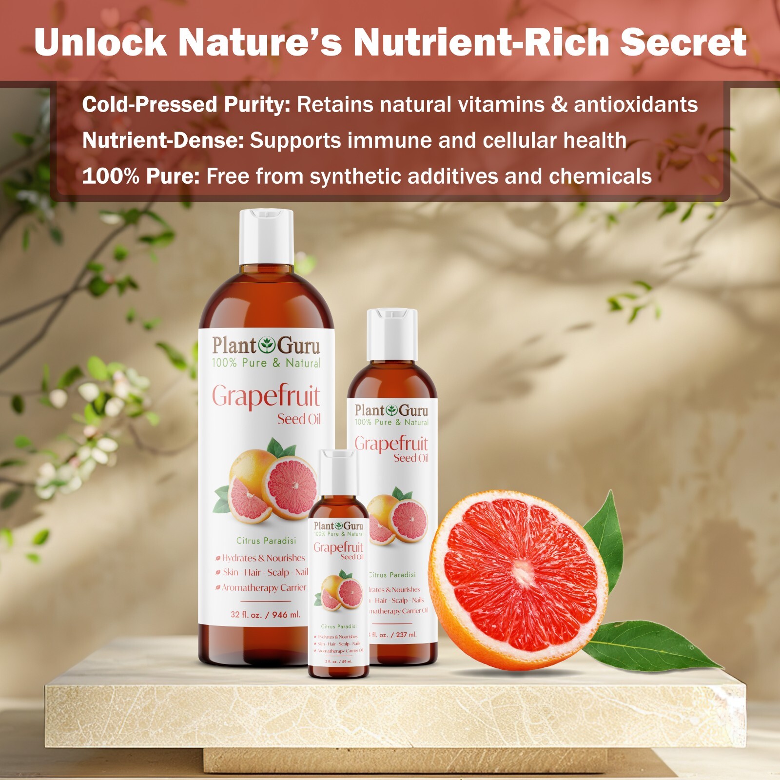 Grapefruit Seed Oil 4 oz. Cold Pressed 100% Pure Natural Extract Liquid