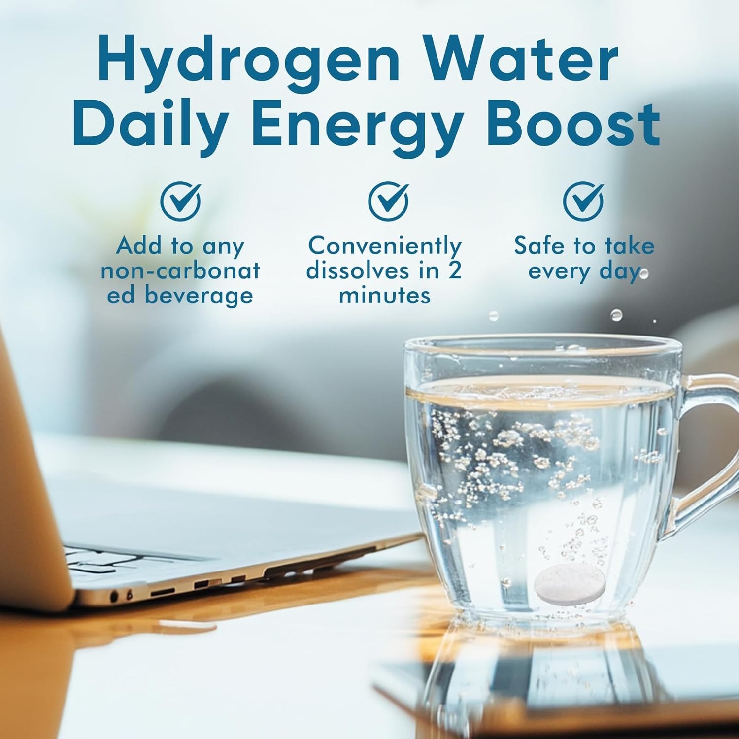 Hydrogen Water Tablets, 12 ppm H2 Molecular Hydrogen Supplement with Magnesium