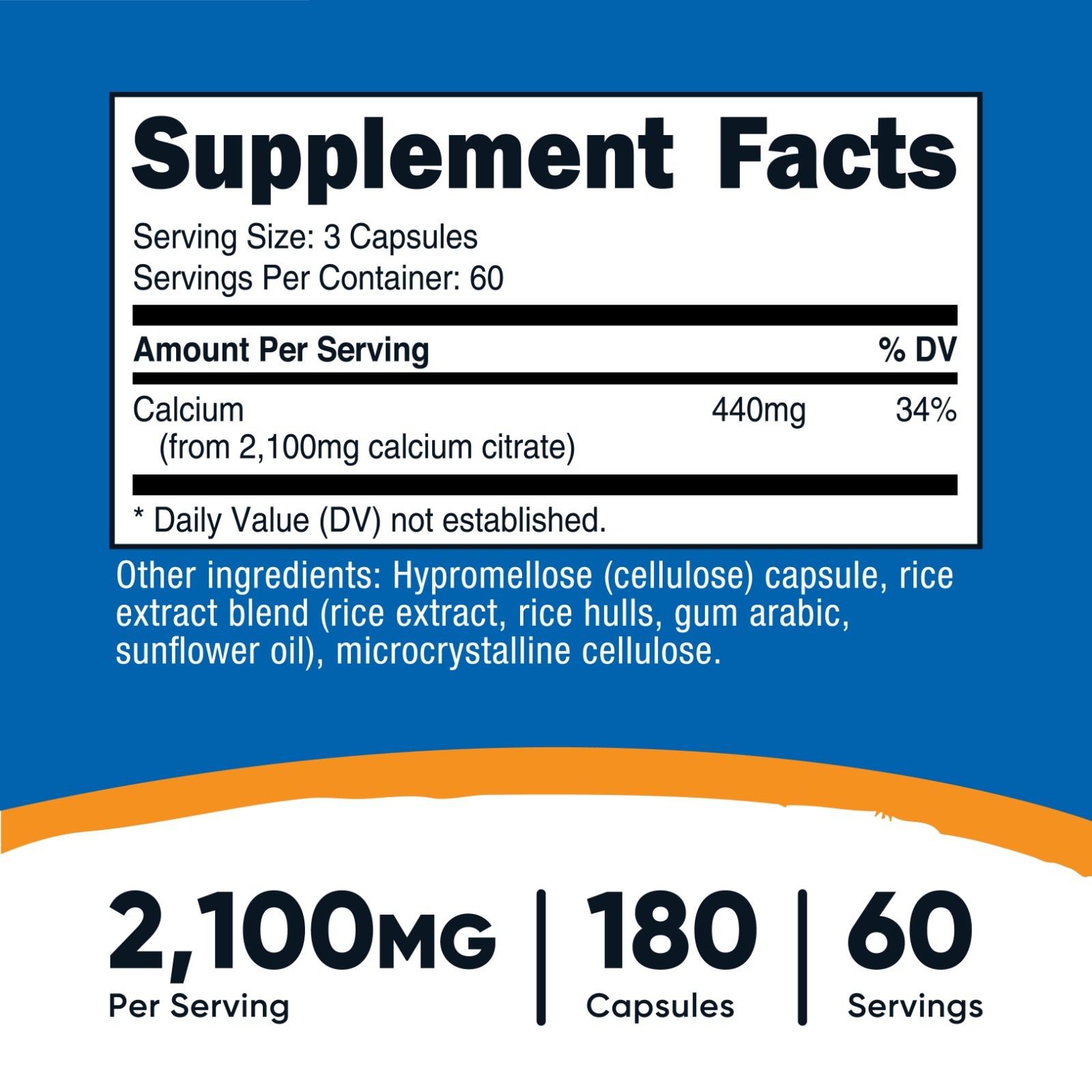Nutricost Calcium Citrate (2,100mg) 180 Vegan Capsules – GMO-Free, Gluten-Free