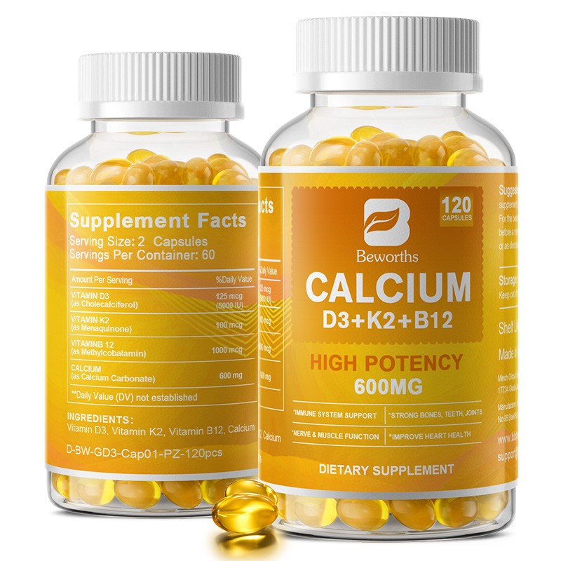 2X 120pcs Potency Calcium Vitamin D3 & K2-Bone Strength, Muscle & Nerve