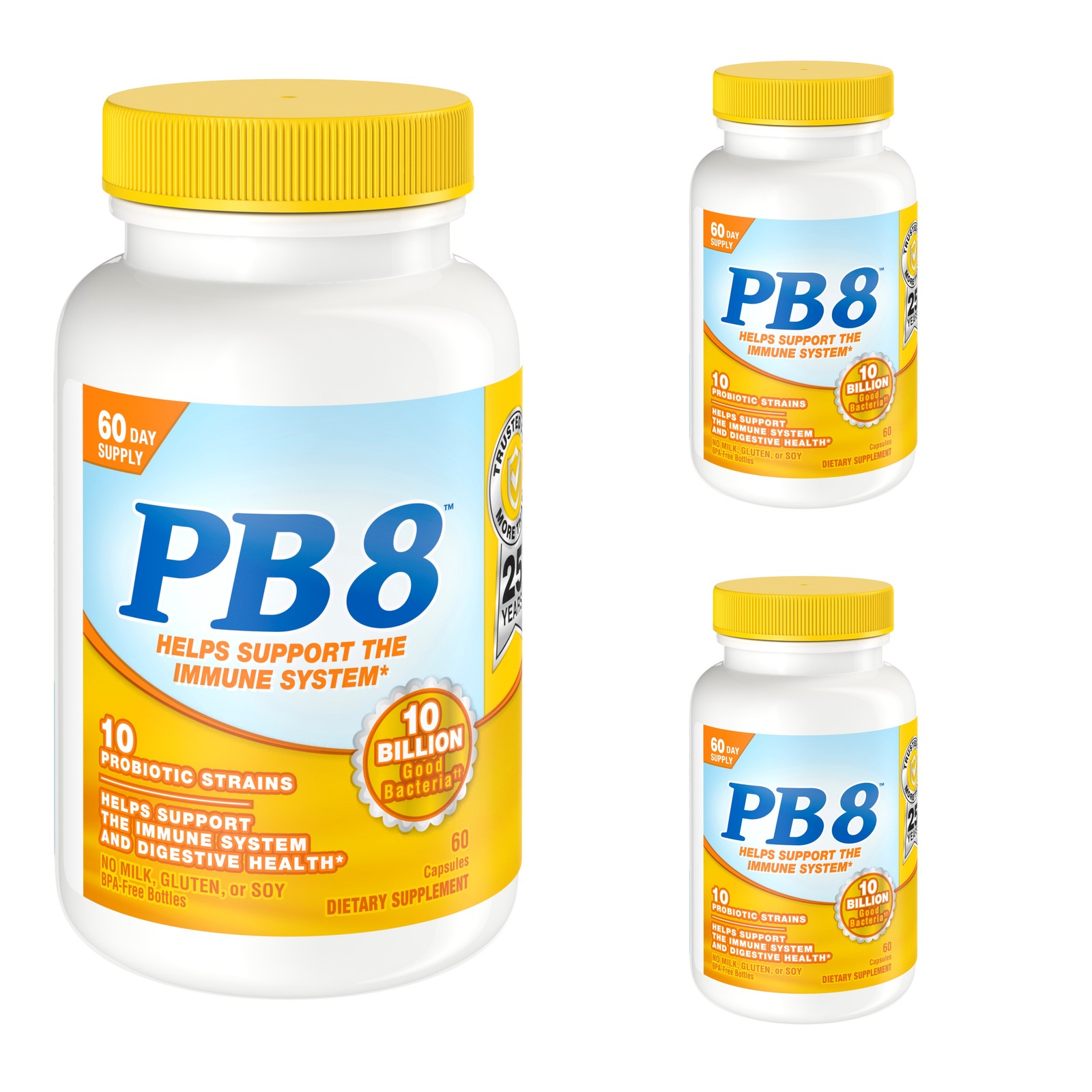 3 Pack Nutrition Now Immune System Support Pb8 60 Capsules Each