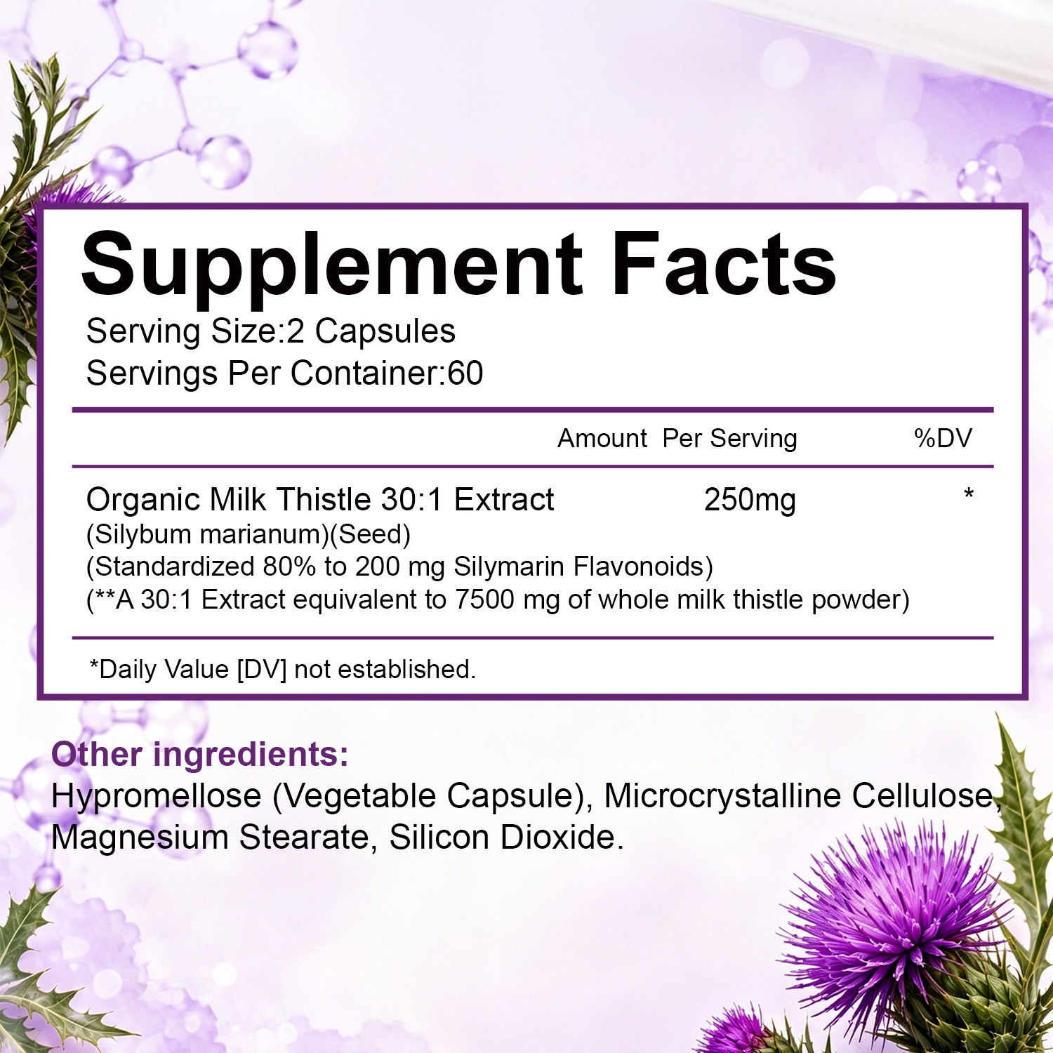 Milk Thistle Liver Cleanse Detox Herbal Liver Support Supplement 120 Capsules