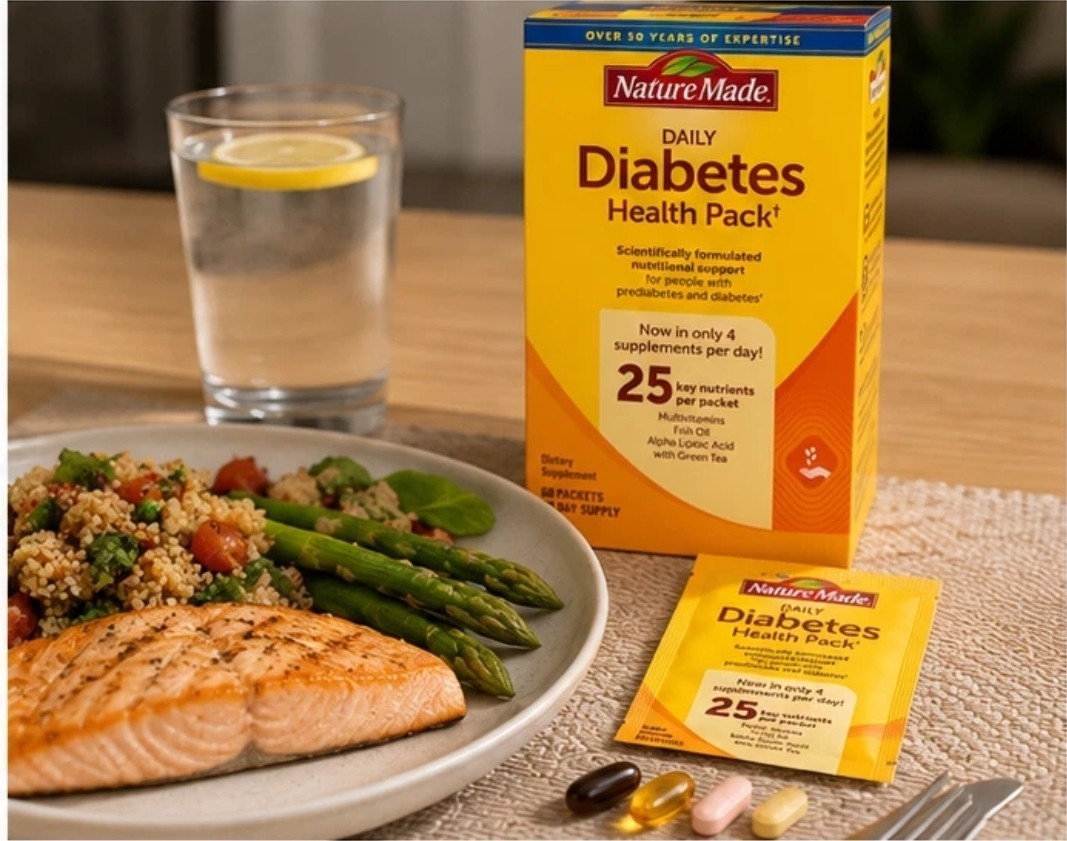 New Sealed Nature Made Daily DIABETIC Health Pack 60 Packets 60 Day Supply