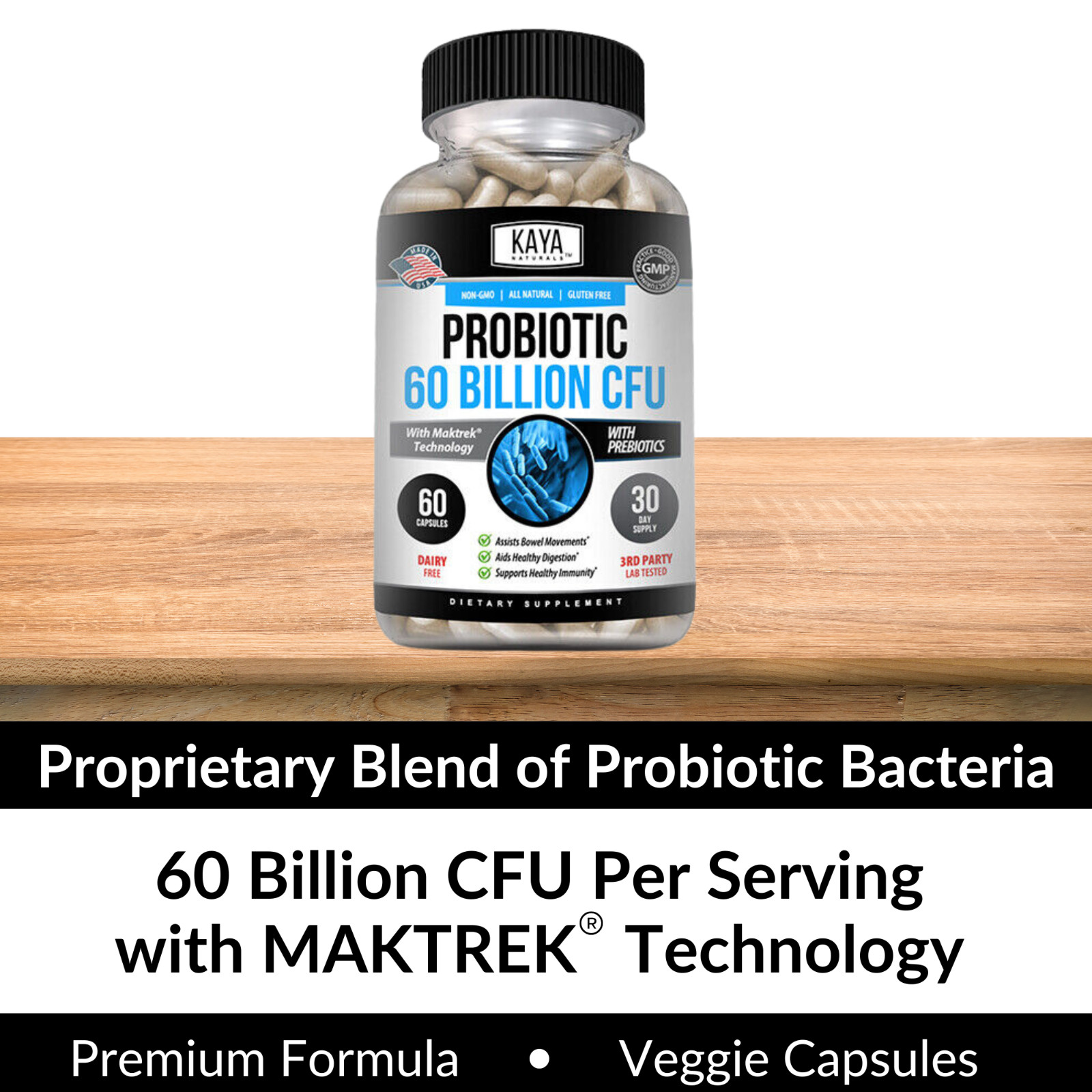 (2 Pack) Probiotic 60 Billion with Prebiotics Immune Function Healthy Digestion