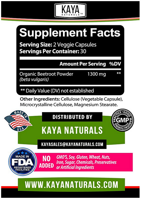 Organic Beet Root Powder 1300mg Capsules Nitric Oxide Booster Superfood Beetroot