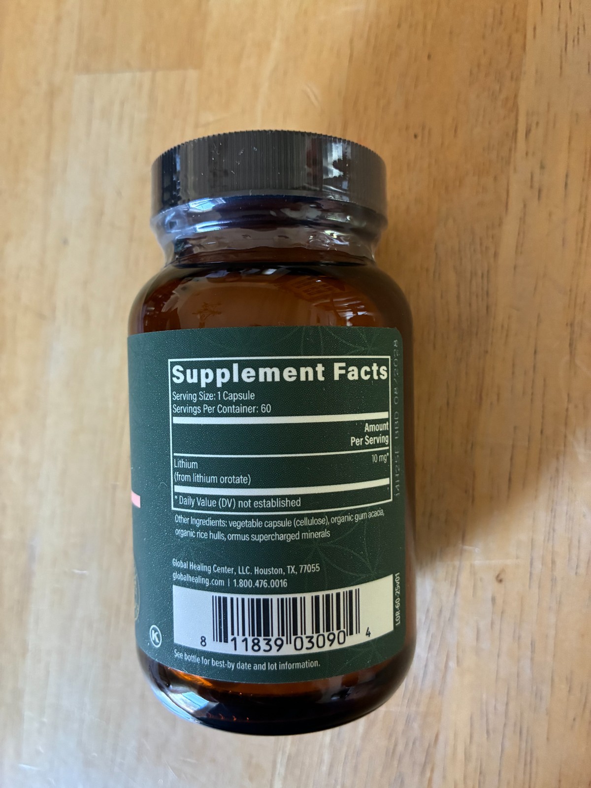 Global Healing Center Lithium Orotate 10mg Supplement – 60 Capsules