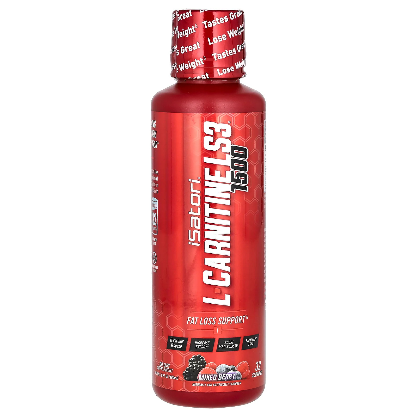 2 X Isatori, L-Carnitine LS3 1500, Mixed Berry, 16 fl oz (480 ml)