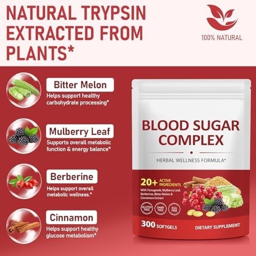 300 Softgels Blood Sugar Complex Supplement | 20+ 300 Count (Pack of 1)