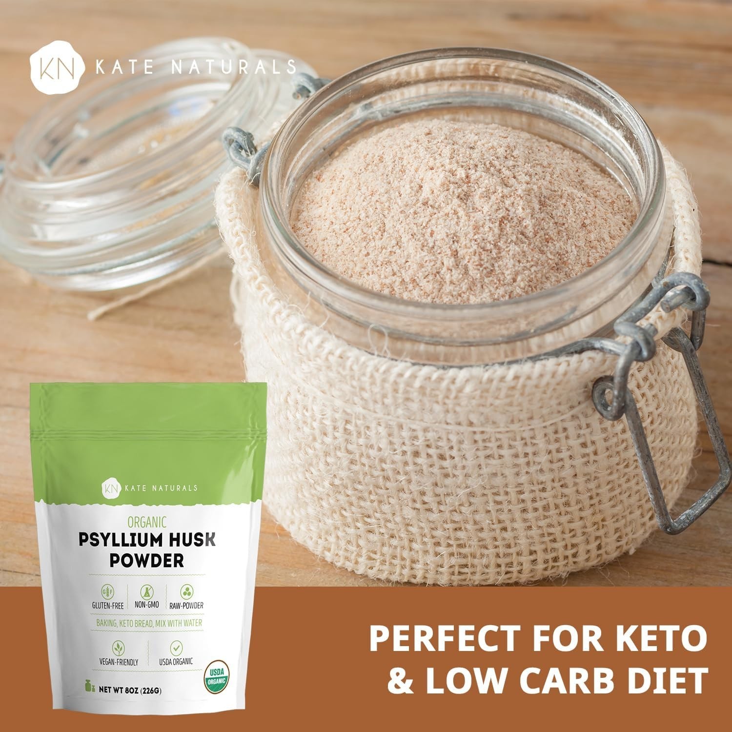 Psyllium Husk Powder for Fiber, Digestion & Baking Bread. Mixes Easily with J…