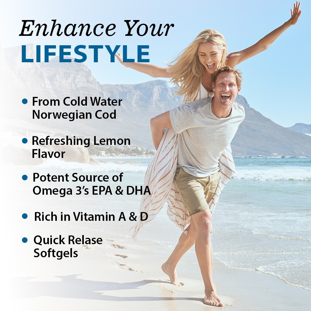2 Pack – Vitamatic Norwegian Cod Liver Oil 1250mg 240 Softgels (Lemon Flavor)
